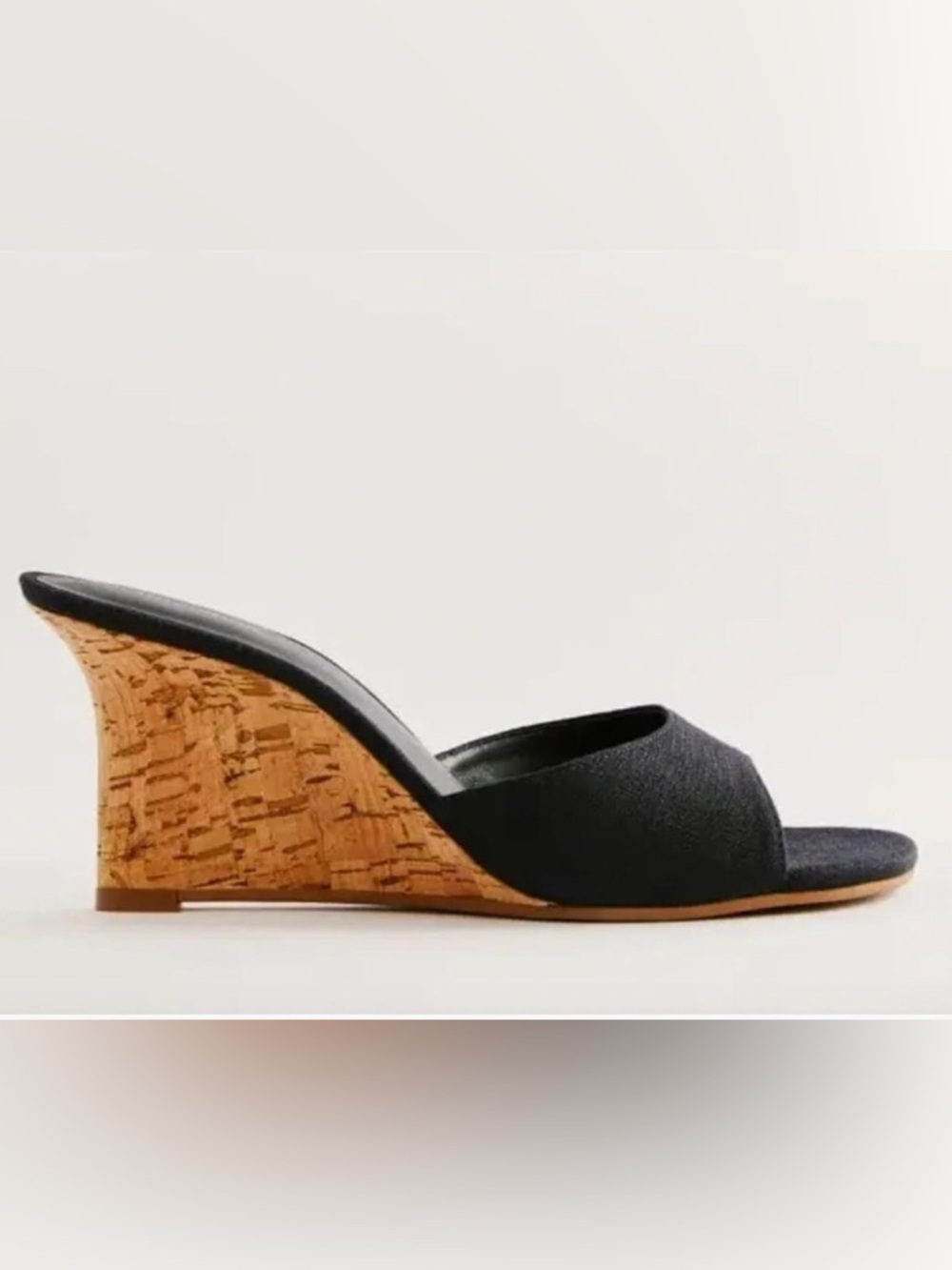 Reformation Black Linen Anita Wedge Slide
